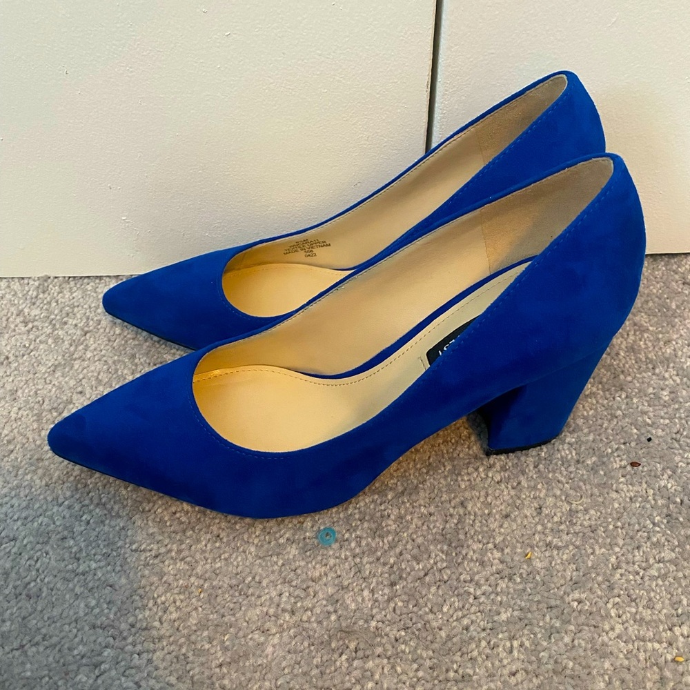 Colbolt Blue Suede Nine West Block Heels